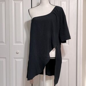 Elegant Black Asymmetrical Tunic Top